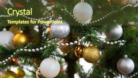  Presentation with christmas tree - PPT layouts enhanced with christmas balls on the christmas background and a tawny brown colored foreground