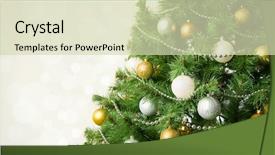  Presentation with christmas balls disco ball - Presentation enhanced with christmas balls on the christmas background and a soft green colored foreground