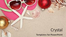  Presentation with tropical christmas - Theme enhanced with christmas balls seashells background and a soft green colored foreground