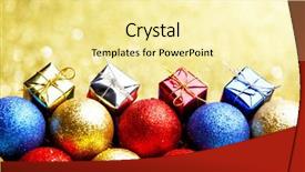  Presentation with christmas balls disco ball - Amazing presentation theme having christmas balls with blurred background backdrop and a blonde colored foreground