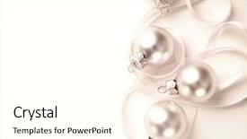 Presentation with satin - PPT theme enhanced with christmas balls with satin ribbon on white background background and a white colored foreground