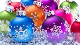  Presentation with christmas balls disco ball - Colorful theme enhanced with christmas balls with tinsel isolated backdrop and a teal colored foreground