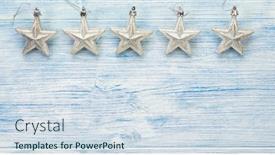  Presentation with stars blue silver - Audience pleasing PPT theme consisting of christmas-banner-with-five-silver backdrop and a sky blue colored foreground