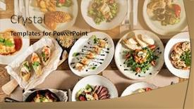  Presentation with banquet - Cool new slides with christmas-banquet-with-many-dishes backdrop and a yellow colored foreground