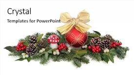  Presentation with christmas holly - Colorful PPT layouts enhanced with christmas bauble decorations holly mistletoe backdrop and a white colored foreground