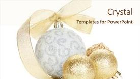  Presentation with golden christmas - Amazing theme having christmas baubles and golden ribbon backdrop and a cream colored foreground