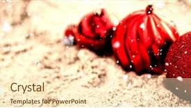  Presentation with christmas silver blue turquoise baubles - Presentation design consisting of christmas baubles arranged on sand background and a  colored foreground