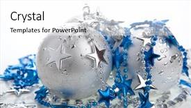 Presentation with silver christmas - Presentation theme enhanced with christmas baubles with blue background and a white colored foreground