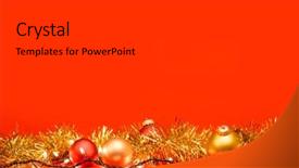  Presentation with golden lights - PPT theme with christmas baubles with golden tinsel background and a dark gray colored foreground