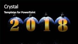  Presentation with happy new year - PPT theme consisting of christmas baubles with message happy background and a black colored foreground