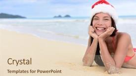  Presentation with tropical christmas - PPT layouts enhanced with christmas beach vacation - cute mixed background and a lemonade colored foreground