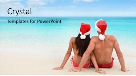  Presentation with christmas holidays - Theme enhanced with christmas beach vacation holidays santa background and a light blue colored foreground