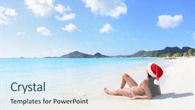  Presentation with christmas bikini - Theme enhanced with christmas beach woman wearing santa background and a  colored foreground