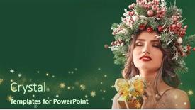  Presentation with green lights - Presentation design consisting of christmas-beauty-girl-charming-girl background and a tawny brown colored foreground