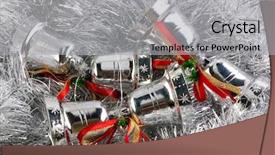  Presentation with silver christmas - Audience pleasing presentation consisting of christmas bell in silver garland background backdrop and a light gray colored foreground