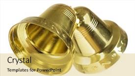  Presentation with white christmas - Presentation with bell isolated on white background background and a yellow colored foreground