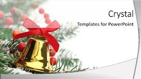  Presentation with golden christmas - PPT theme having christmas bells background - closeup of golden bell background and a white colored foreground