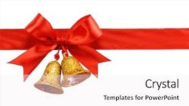  Presentation with red gold white - Beautiful presentation featuring christmas bells background - gold bell and red satin backdrop and a white colored foreground