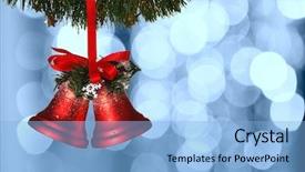  Presentation with christmas catholic advent - PPT theme featuring christmas bells against defocused background background and a light blue colored foreground