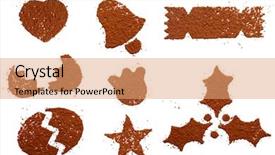  Presentation with cocoa - PPT layouts consisting of christmas bells background - cocoa powder in festive symbols background and a coral colored foreground