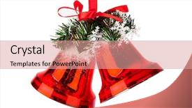  Presentation with red bow - Amazing theme having christmas bells with a red backdrop and a coral colored foreground