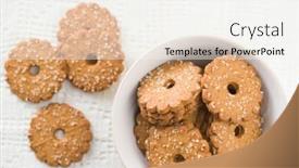  Presentation with crystals - Theme having christmas biscuits with sugar crystals in bowl background and a white colored foreground