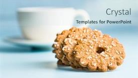  Presentation with crystals - Audience pleasing PPT layouts consisting of christmas biscuits with sugar crystals on blue table backdrop and a sky blue colored foreground