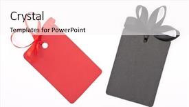  Presentation with gift certificate border - Amazing PPT theme having christmas black red - gift tags with bows backdrop and a pink colored foreground