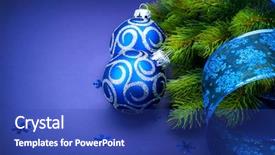  Presentation with blue ribbon - Theme with christmas blue baubles with ribbon background and a ocean colored foreground