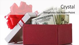 Presentation with rabies is present - Beautiful presentation theme featuring christmas bonus - bundle of dollars in present backdrop and a white colored foreground