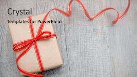  Presentation with red bow - Presentation design featuring christmas bonus - gift box with red bow background and a soft green colored foreground