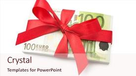  Presentation with red star - PPT theme with christmas bonus - hundred euro banknotes background and a sky blue colored foreground