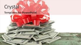  Presentation with bonus - Presentation theme featuring christmas bonus - pile of dollars with bow background and a lemonade colored foreground