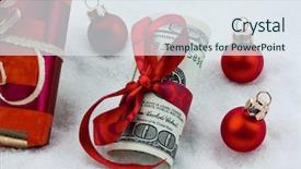  Presentation with bonus - Slides consisting of christmas bonus - u s dollars banknotes background and a sky blue colored foreground
