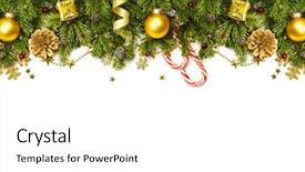  Presentation with christmas tree - Presentation enhanced with christmas border - tree branches background and a white colored foreground