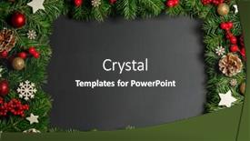  Presentation with frame border - PPT theme with christmas border frame of tree branches on black background with copy space red and wooden decor berries stars cones background and a dark gray colored foreground