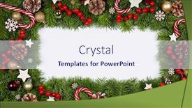  Presentation with red stars - Beautiful PPT layouts featuring christmas border frame of tree branches on white background with copy space isolated red and golden decor berries stars cones backdrop and a sky blue colored foreground