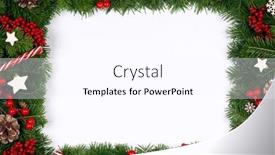  Presentation with red stars - Audience pleasing PPT theme consisting of christmas-border-frame-of-tree backdrop and a white colored foreground