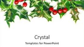  Presentation with christmas holly - Beautiful presentation design featuring christmas border made of holly backdrop and a white colored foreground