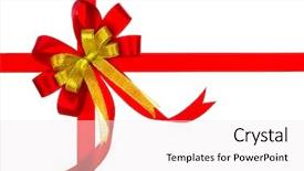  Presentation with shiny - Slide set consisting of christmas bow - shiny red ribbon on white background and a  colored foreground