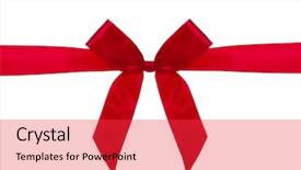  Presentation with red and white festive - Cool new slide set with christmas bow - shiny red satin ribbon backdrop and a  colored foreground