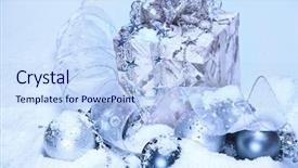  Presentation with silver christmas - Theme featuring christmas box and ribbons with blue and silver baubles background and a light blue colored foreground