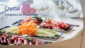  Presentation with banquet - Slides with christmas brunch - catering banquet table background and a sky blue colored foreground