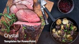  Presentation with barbecue dry aged kobe rib - Slide deck consisting of christmas bush - barbecue dry aged haunch background and a tawny brown colored foreground