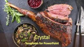  Presentation with frozen foods raspberry blueberry cranberry - Theme enhanced with christmas bush - barbecue haunch of venison background and a tawny brown colored foreground