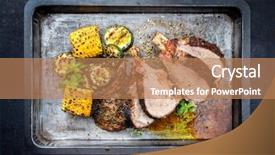  Presentation with veal - Slide deck consisting of christmas bush - traditional barbecue veal back racks background and a coral colored foreground