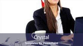  Presentation with year end - Presentation theme featuring christmas business woman celebrating background and a navy blue colored foreground