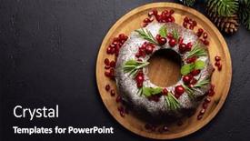  Presentation with pomegranate - Presentation design with christmas-cake-decorated-with-pomegranate background and a  colored foreground