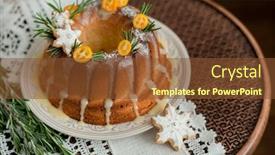  Presentation with gingerbread - Amazing PPT theme having christmas cake decorated with rosemary kumquat and gingerbread cookies backdrop and a tawny brown colored foreground