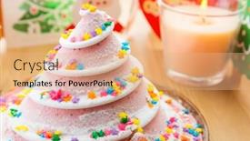  Presentation with christmas party - Presentation design enhanced with bluberries - christmas cake for party background and a coral colored foreground
